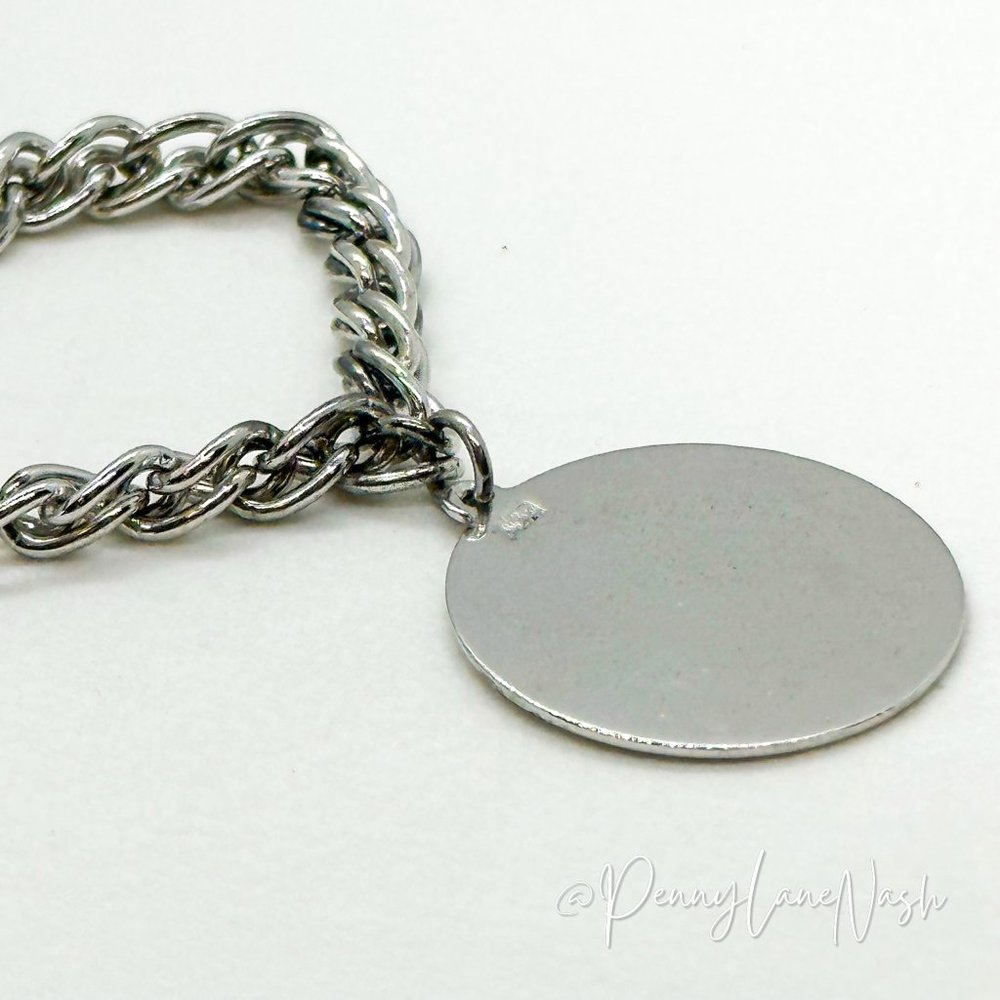Vintage Silver Chain with Single Plate Bracelet - Picture 6 of 8